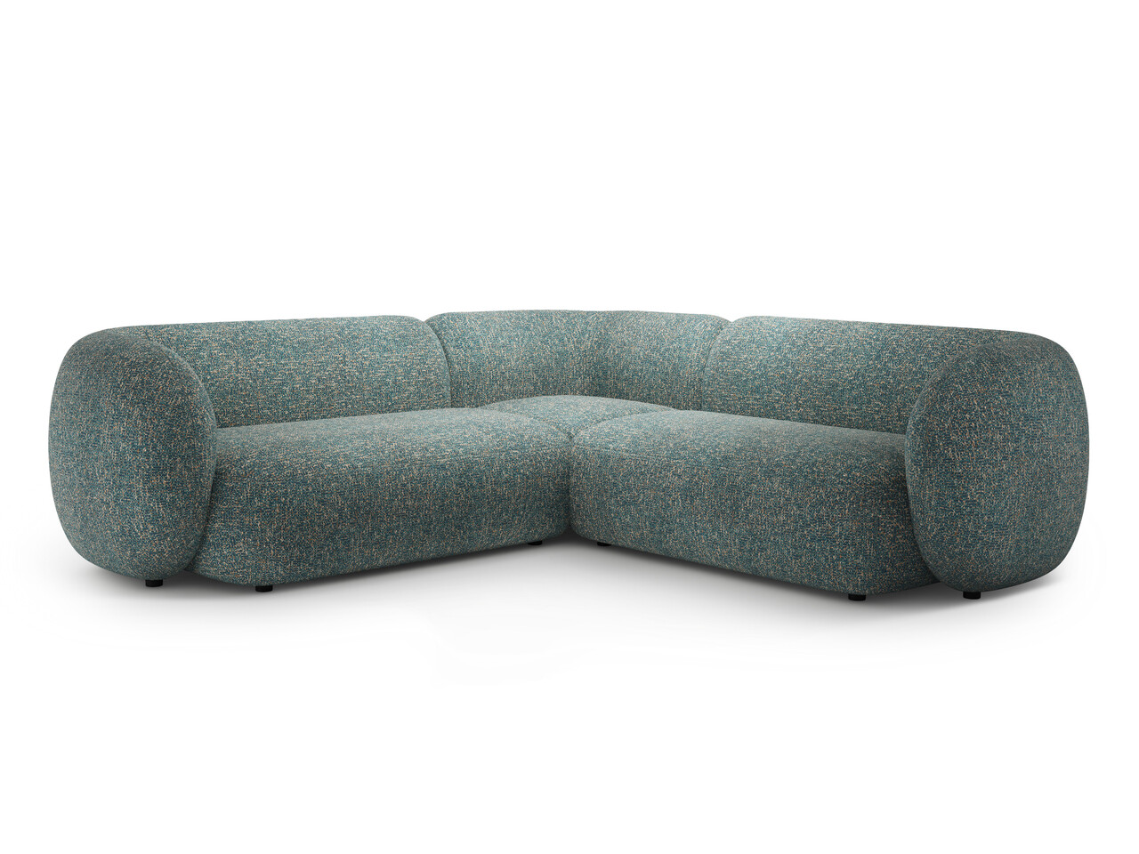 Coltar simetric 5 locuri, Kate, Micadoni Home, 252x252x76 cm, tesatura structurata, albastru melanj Colțare